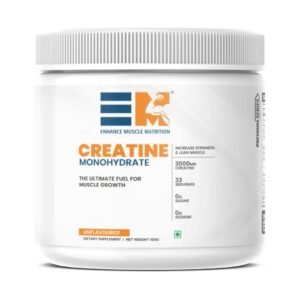 Enhance Muscle Nutrition Creatine Monohydrate Powder – 3000mg Pure Creatine per Serving – Boosts Muscle Mass, Strength & Power – Pre/Post Workout Supplement – Unflavoured – 100g