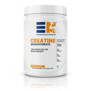 EM Creatine Monohydrate Powder – 3000mg Pure Creatine per Serving – Boosts Muscle Mass, Strength & Pamp; Power – Pre/Post Workout Supplement – Unflavoured – 250g